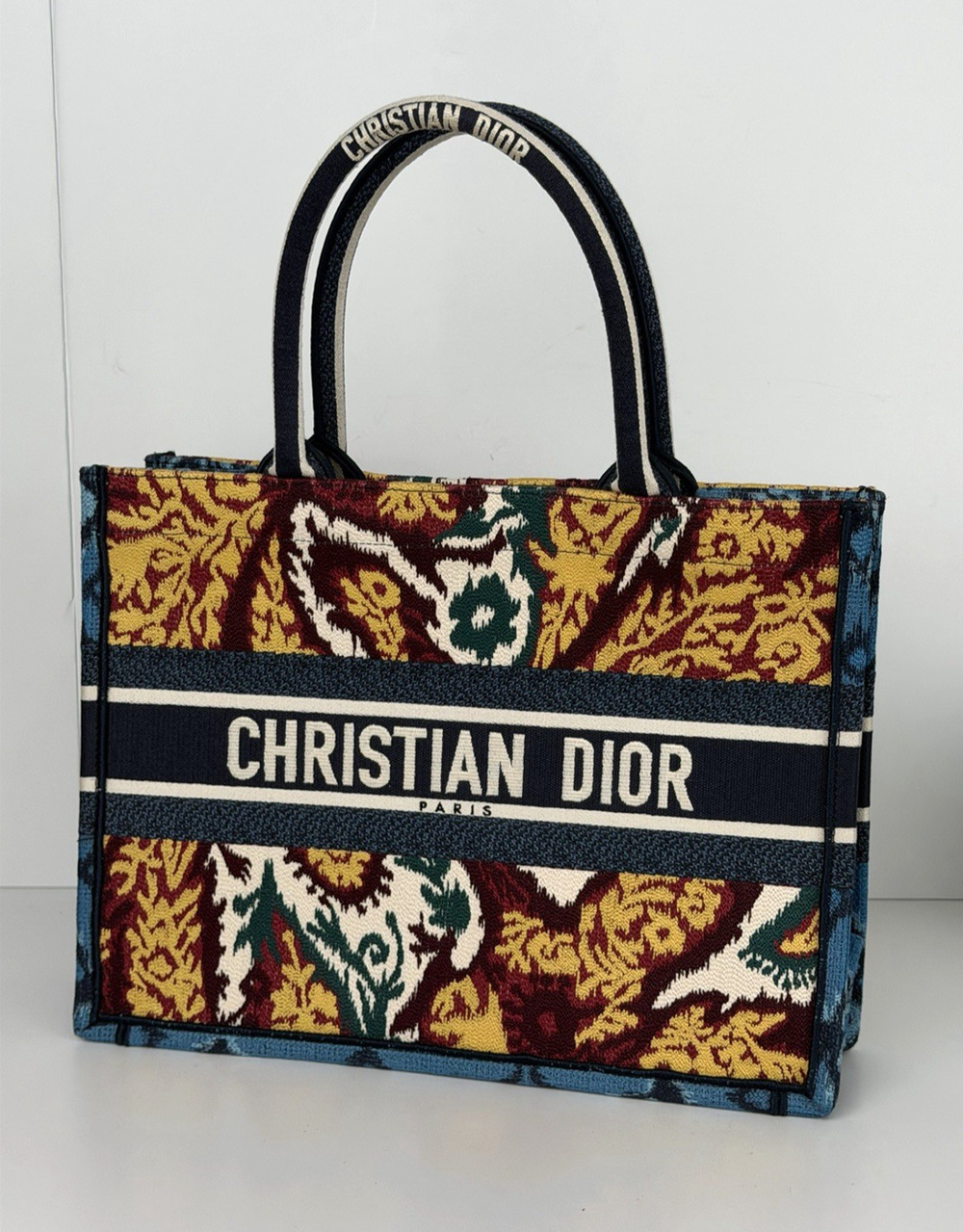 Christian Dior Paisley Medium Book Tote Bag in Embroidered Floral Canvas 2021 E2